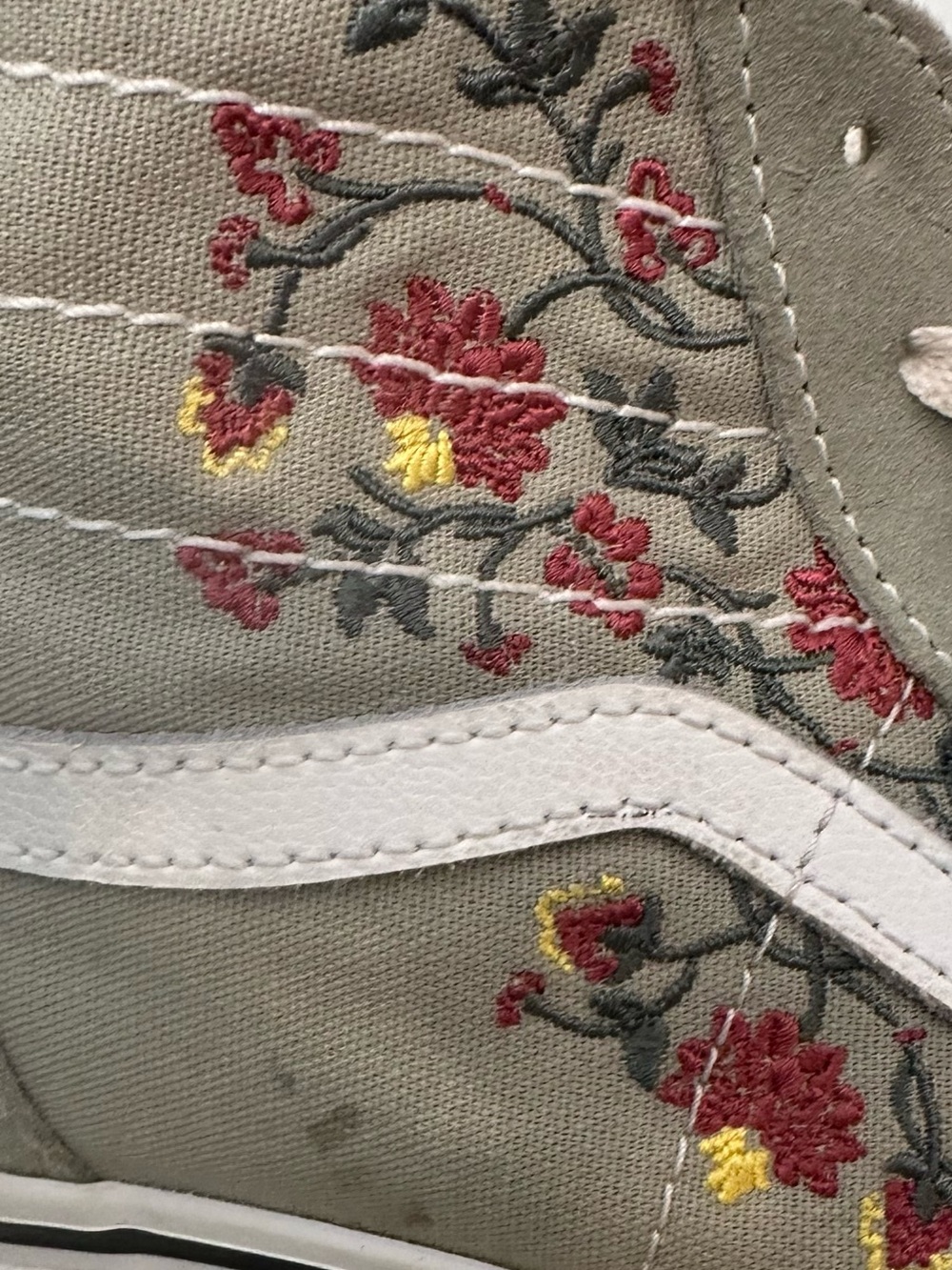 Van’s Sk8- Hi Tapered Platform Embroidered Floral Green Suede Sneakers W 9.5 US - Picture 8 of 11